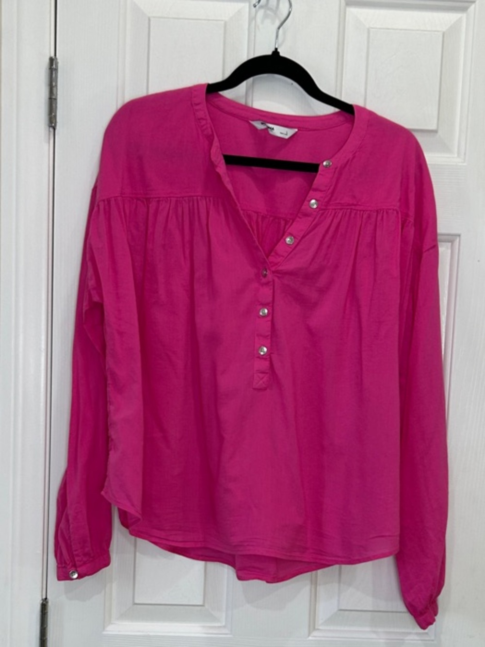 Sonoma Hot Pink Henley Button-Front Blouse